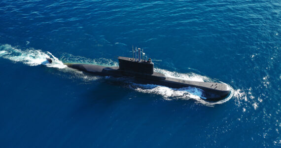 a submarine traversing the baltic sea