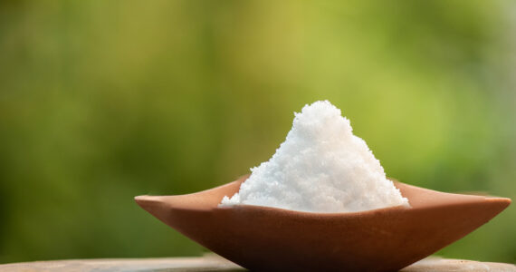 a pile of sea salt in a dish
