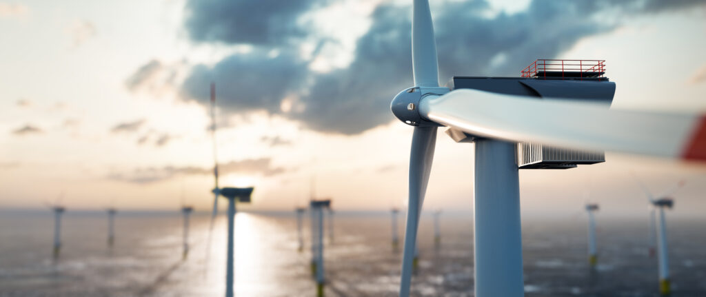 view of an offshore wind farm