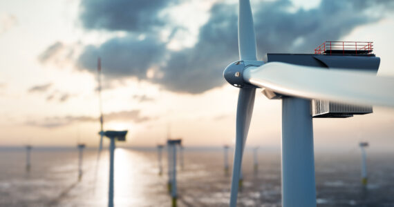 view of an offshore wind farm