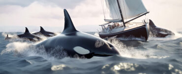 killer whales attacking a boat
