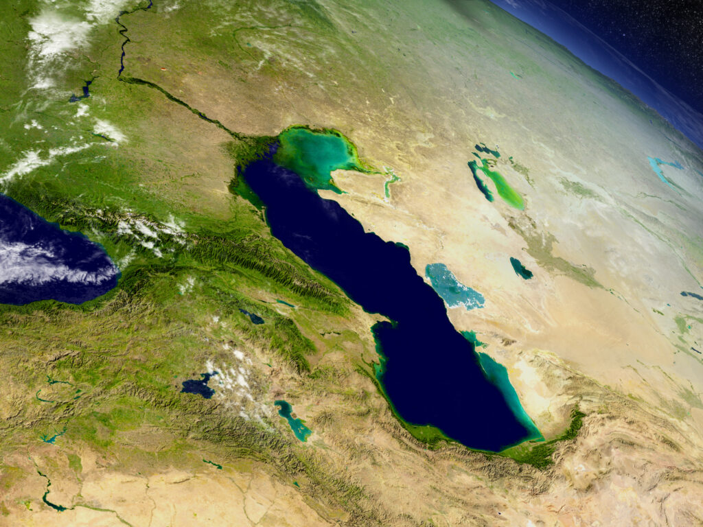 the caspian sea viewed from space
