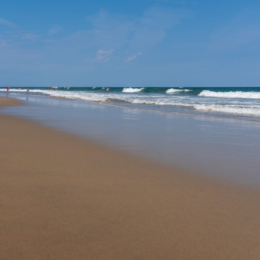 Oceanside Beach on Assateague Island National Seashore and Chincoteague National Wildlife Refuge, protected natural barrier island ecosystem.