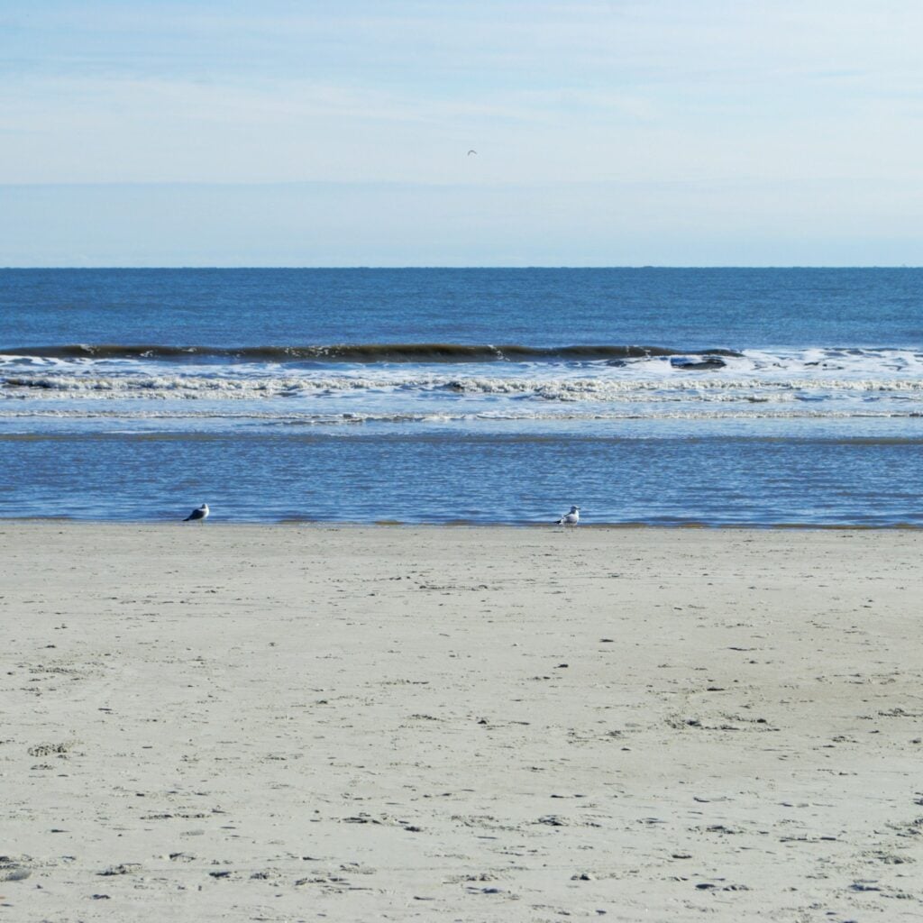 Waves crashing into the sand at Coligny beach Hilton head island south Carolina