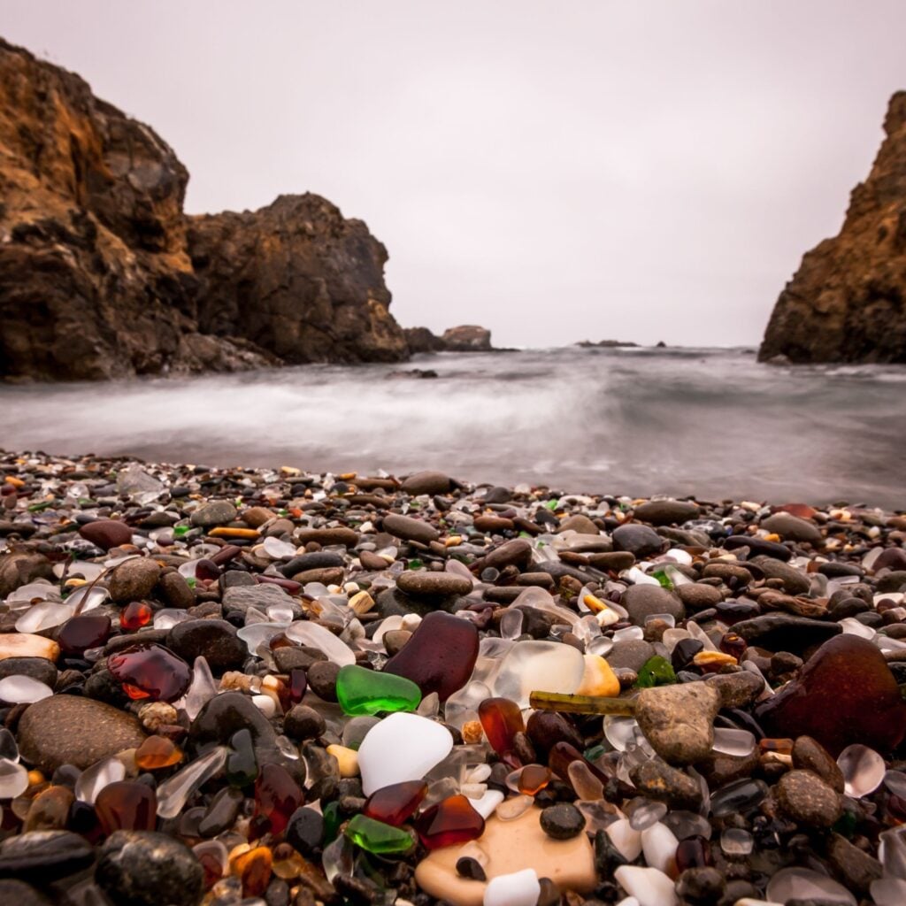 Glass Beach in Fort Bragg, Sonoma Coast in California.