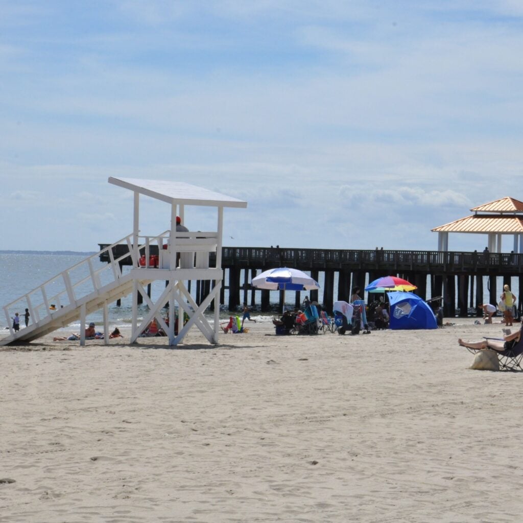 HAMPTON, VA - SEP 7: Buckroe Beach Park in Hampton, Virginia, as seen on Sep 7, 2015. It is one of the oldest recreational areas in the state.