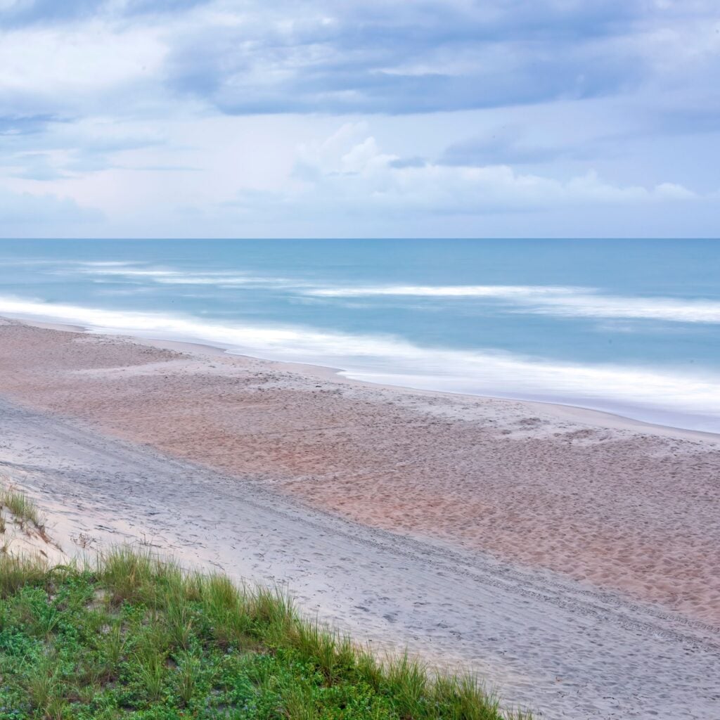 Long exposure views of Topsail Island beach on a stormy morning
